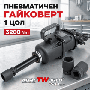 Ударен пневматичен гайковерт 1″ 3200nm KraftWorld с вложки 32 и 33 мм