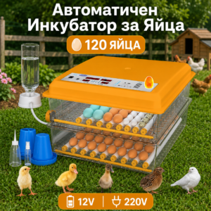 Автоматичен инкубатор за 120 яйца с овоскоп и контрол на влажността
