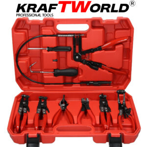 Клещи за скоби 9 части KraftWorld – универсален авто комплект в куфар