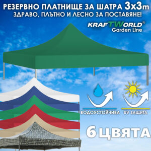 Резервно Платнище за Шатра 3x3 – Водоустойчиво и UV защитено покривало за тента