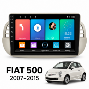 9-инчова мултимедия със светъл корпус за Fiat 500 (2007–2015) + Подарък камера бежав